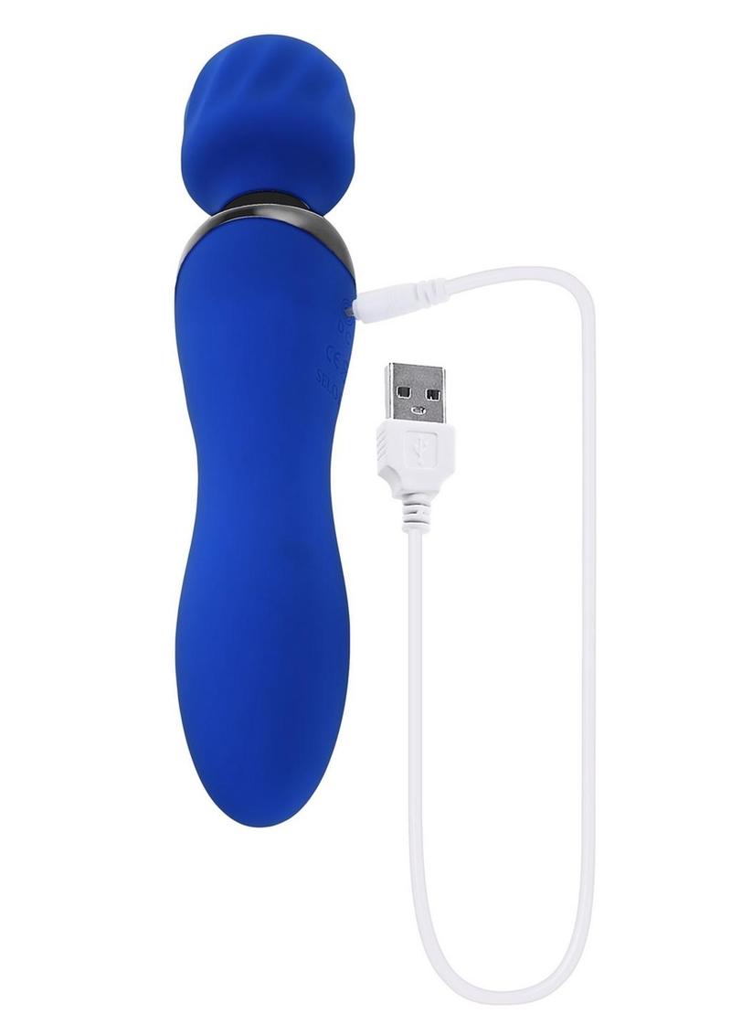 Selopa Blue Belle Silicone Rechargeable Dual End Vibrating Wand - Blue