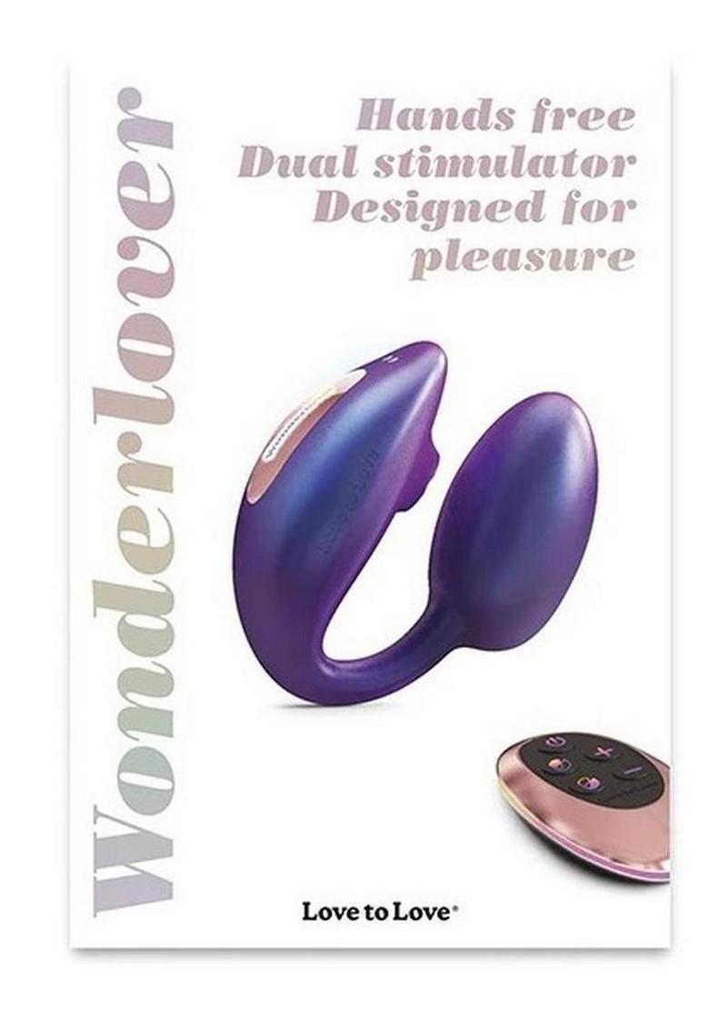 Love to Love Wonderlover Rechargeable Silicone Dual Vibrator with Remote Control - Iridescent Night Blue