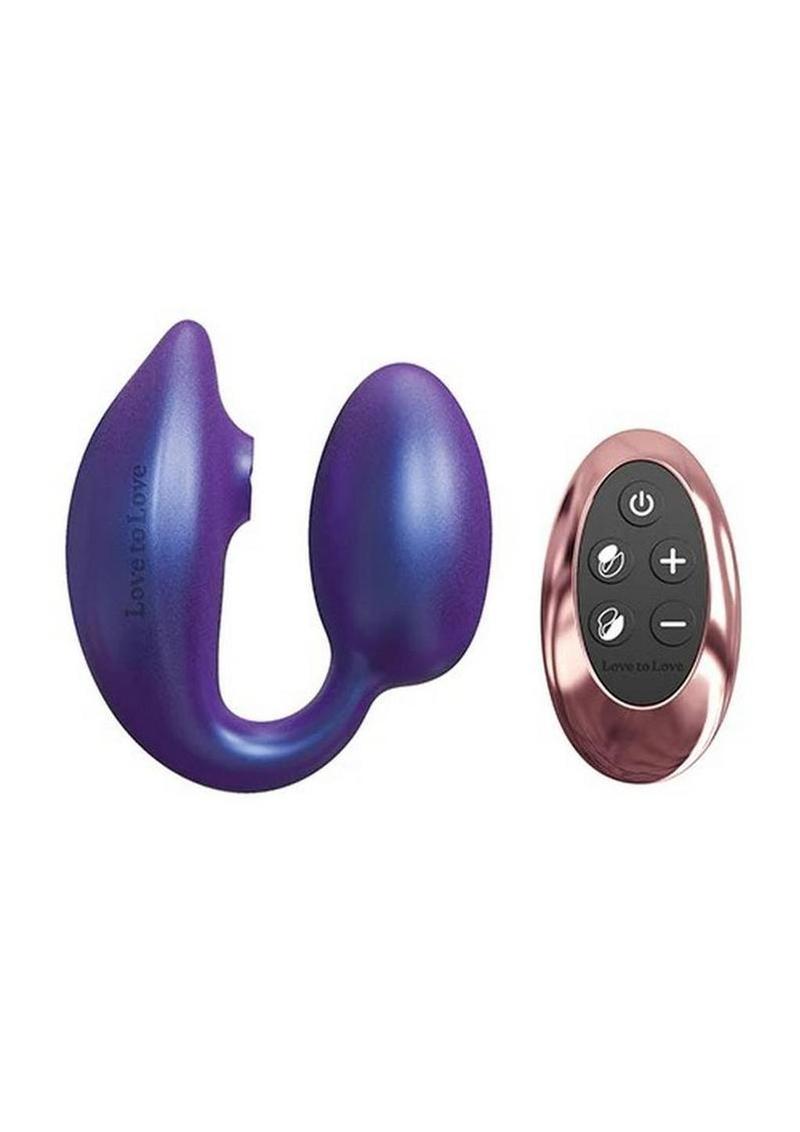 Love to Love Wonderlover Rechargeable Silicone Dual Vibrator with Remote Control - Iridescent Night Blue