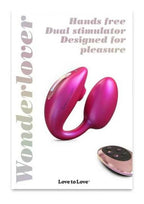 Love to Love Wonderlover Rechargeable Silicone Dual Vibrator with Remote Control - Iridescent Berry