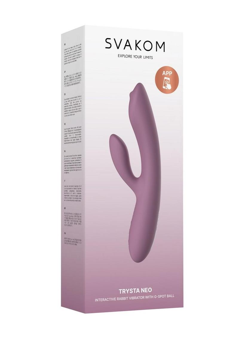 Svakom Trysta Neo Rechargeable App Control Silicone Rabbit Vibrator - Lavender