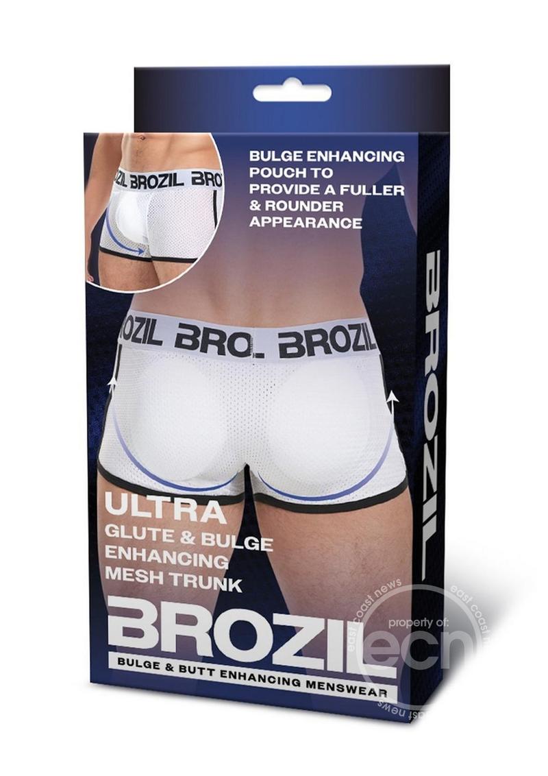 Brozil Ultra Glute and Bulge Enhancing Mesh Trunk White