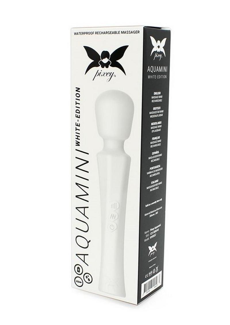 Pixey Aquamini Rechargeable Silicone Body Wand - White Edition