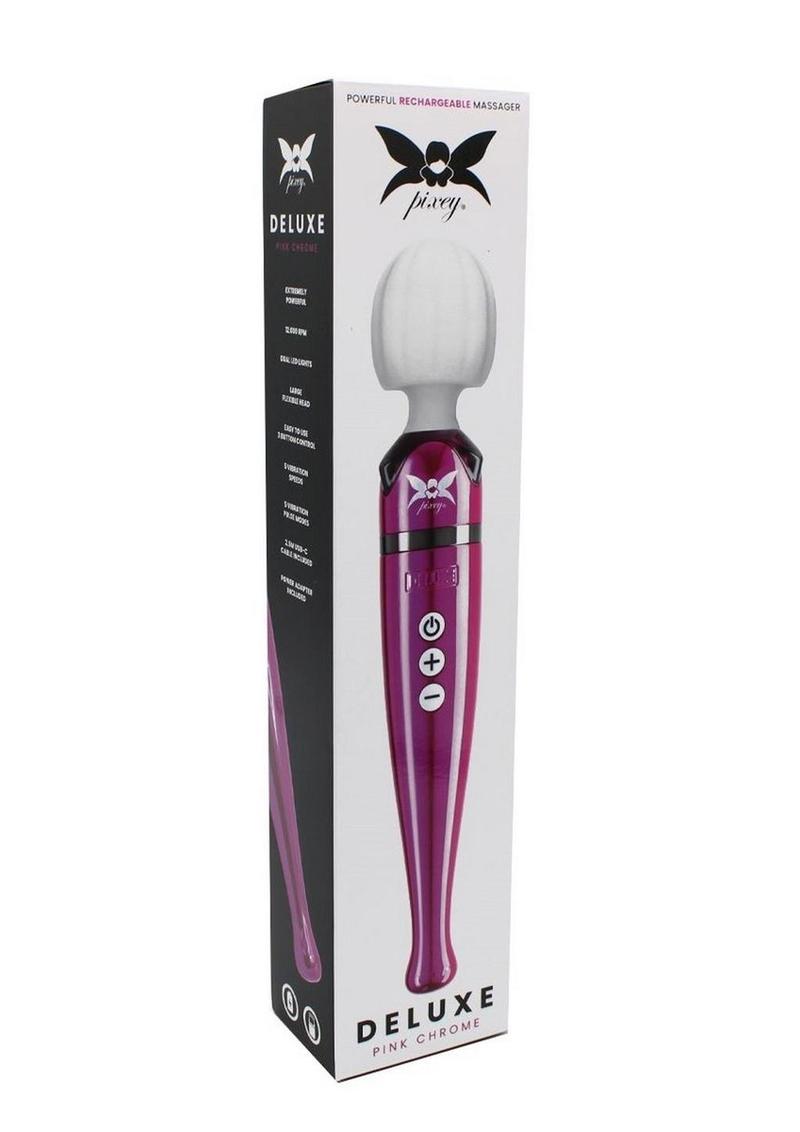 Pixey Deluxe Rechargeable Wand - Pink Chrome