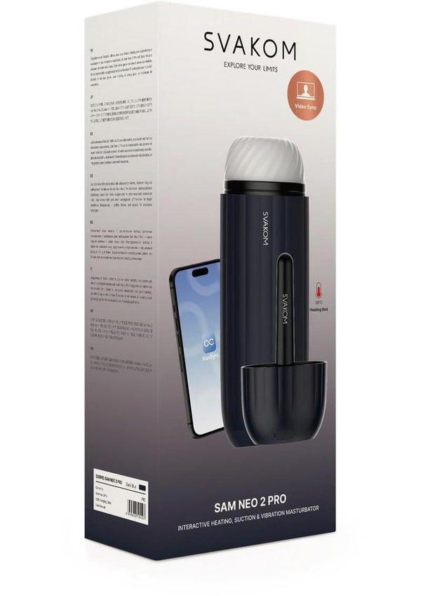 Svakom Sam Neo 2 Pro Silicone App Control Rechargeable Heating Masturbator - Navy Blue
