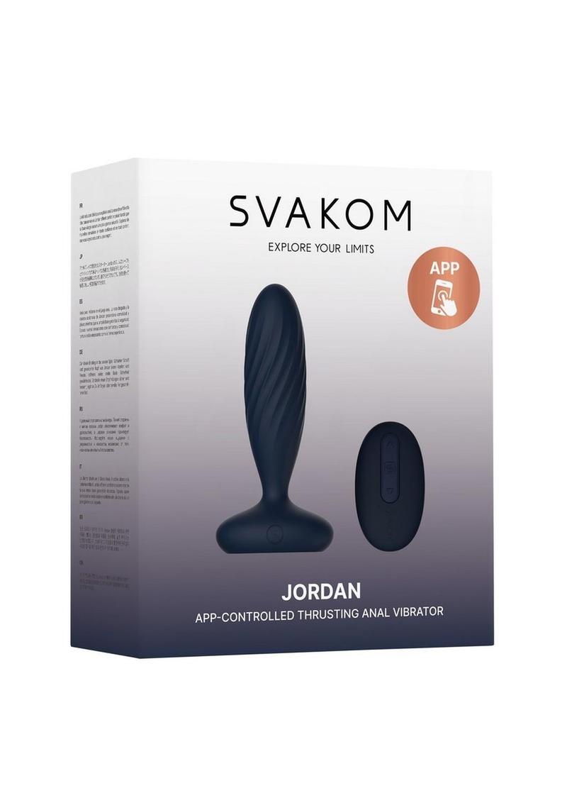 Svakom Jordan Rechargeable Silicone App Control Thrusting Anal Plug - Navy Blue