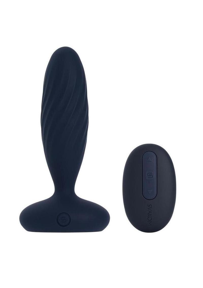 Svakom Jordan Rechargeable Silicone App Control Thrusting Anal Plug - Navy Blue