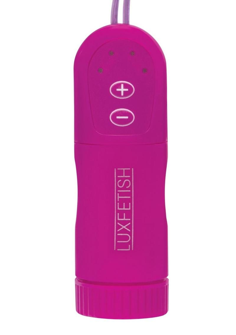Lux Fetish Vibrating Nipple Clips Remote Control - Purple