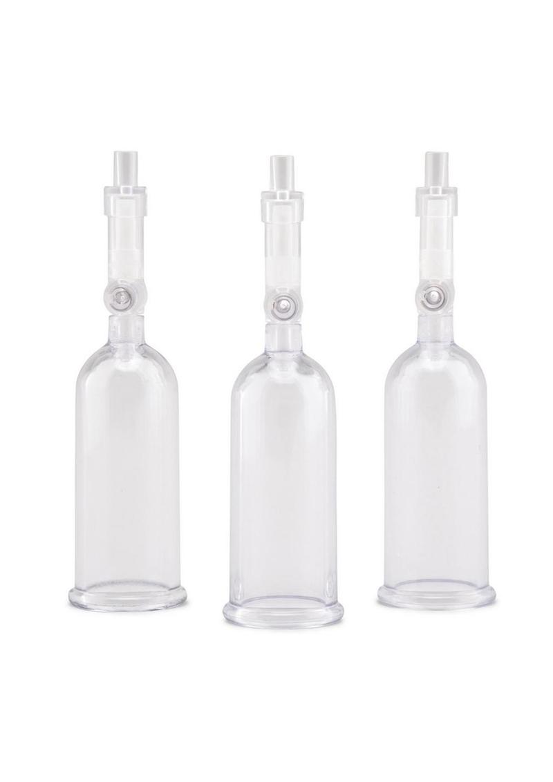 Lux Fetish Nipple Suckers with Clitoral Pump - Clear/Black