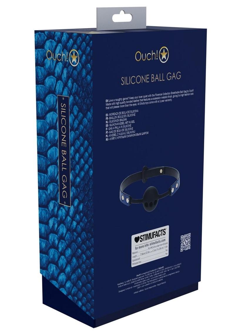 Ouch! Florence Collection Silicone Ball Gag - Blue