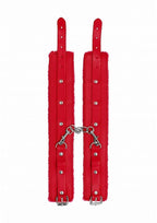 Ouch! Plush Leather Ankle Cuff - Red