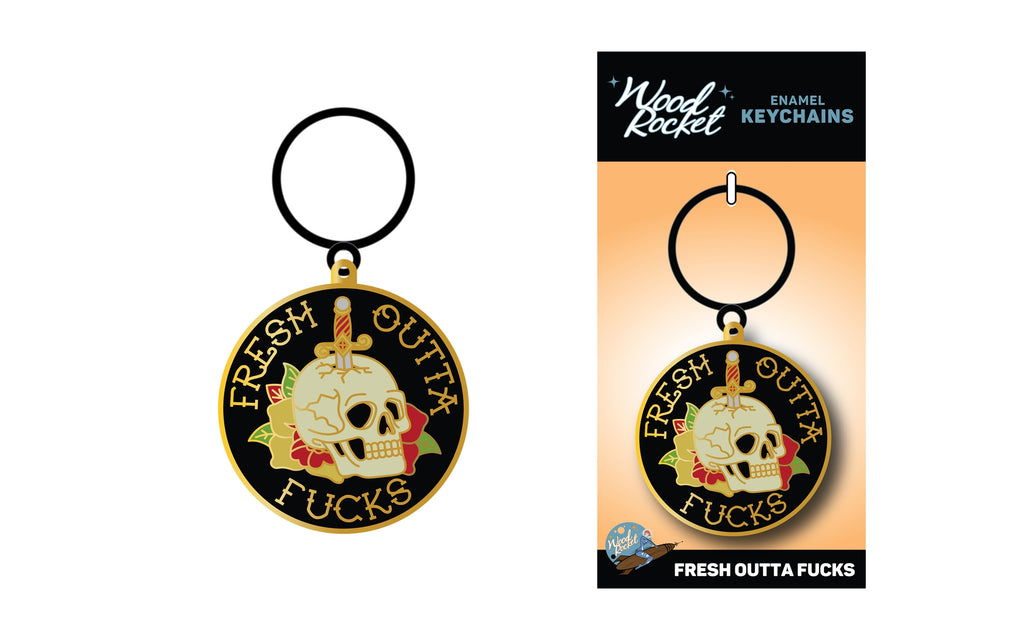 Tattoo Skull Fresh Outta Fucks Keychain