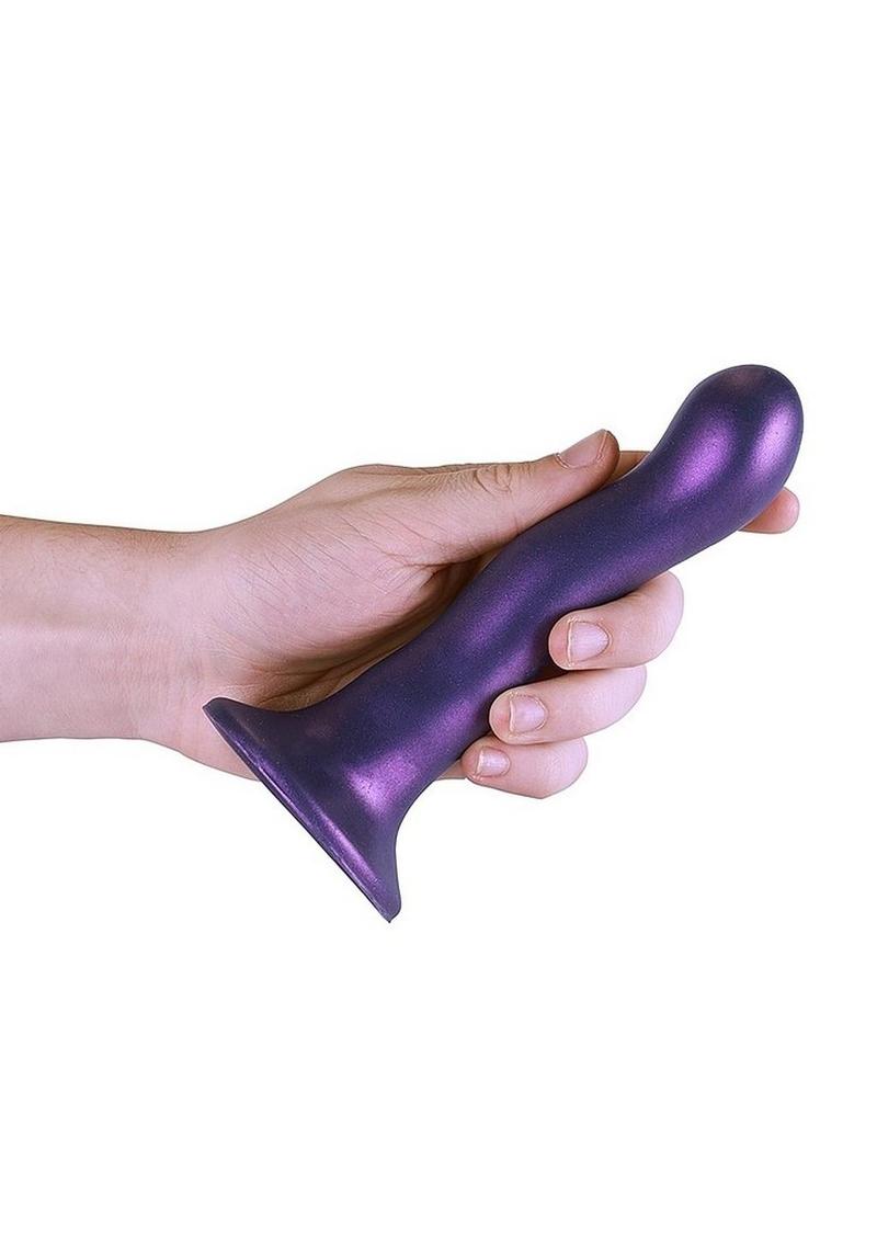 Ouch! Ultra Soft Curvy G-Spot Silicone Dildo 7in - Metallic Purple