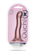 Ouch! Ultra Soft Curvy G-Spot Silicone Dildo 7in - Mettalic Rose Gold