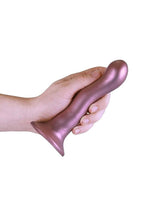 Ouch! Ultra Soft Curvy G-Spot Silicone Dildo 7in - Mettalic Rose Gold