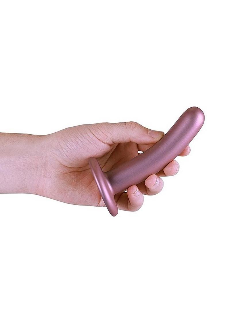 Ouch! Smooth G-Spot Silicone Dildo 5in - Metallic Rose Gold