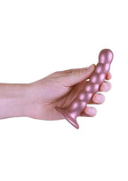 Ouch! Beaded G-Spot Silicone Dildo 5in - Metallic Rose Gold