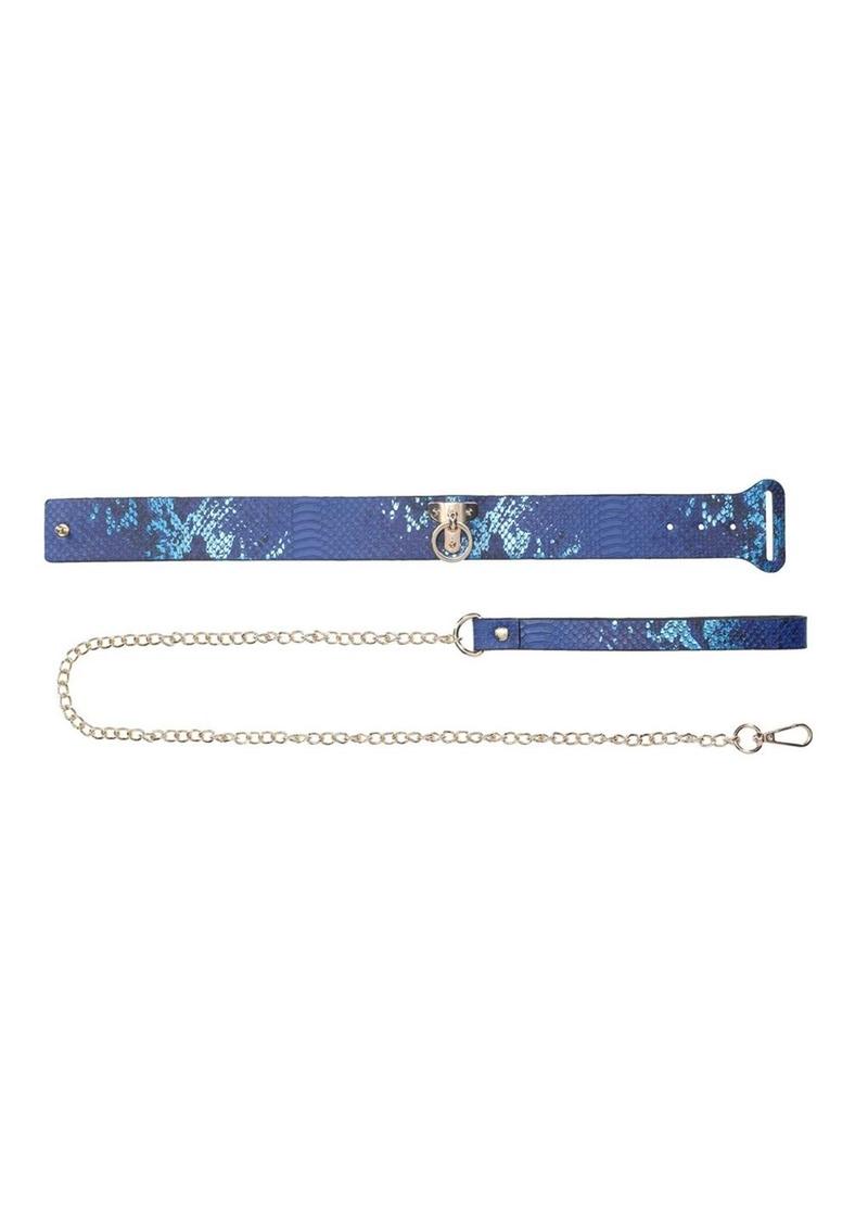 Ouch! Florence Collection Collar with Leash - Blue