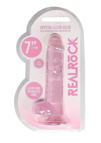 RealRock Crystal Clear Dildo with Balls 7in - Pink