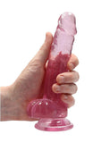 RealRock Crystal Clear Dildo with Balls 7in - Pink