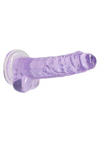 RealRock Crystal Clear Dildo with Balls 7in - Purple