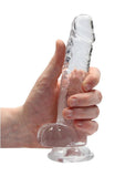 RealRock Crystal Clear Dildo with Balls 7in - Clear