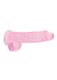 RealRock Crystal Clear Dildo with Balls 6in - Pink