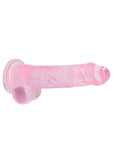 RealRock Crystal Clear Dildo with Balls 8in - Pink