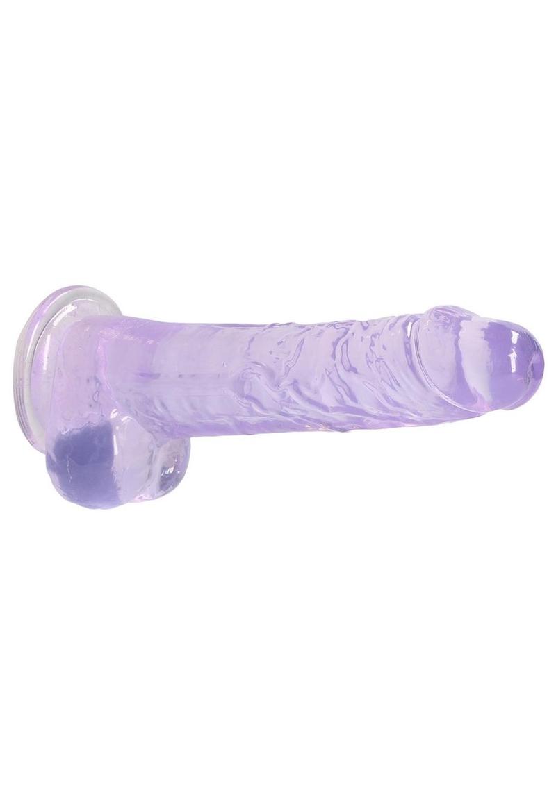 RealRock Crystal Clear Dildo with Balls 8in - Purple