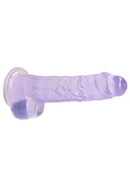 RealRock Crystal Clear Dildo with Balls 8in - Purple