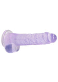 RealRock Crystal Clear Dildo with Balls 8in - Purple