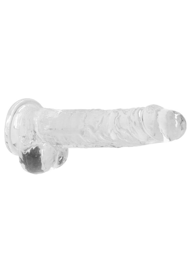 RealRock Crystal Clear Dildo with Balls 8in - Clear
