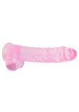 RealRock Crystal Clear Dildo with Balls 9in - Pink