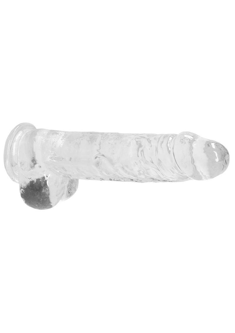 RealRock Crystal Clear Dildo with Balls 9in - Clear
