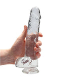 RealRock Crystal Clear Dildo with Balls 9in - Clear