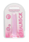 RealRock Crystal Clear Non Realistic Dildo with Suction Cup 5.3in - Pink