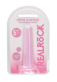 RealRock Crystal Clear Non Realistic Dildo with Suction Cup 5.3in - Pink