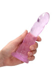 RealRock Crystal Clear Non Realistic Dildo with Suction Cup 7in - Pink