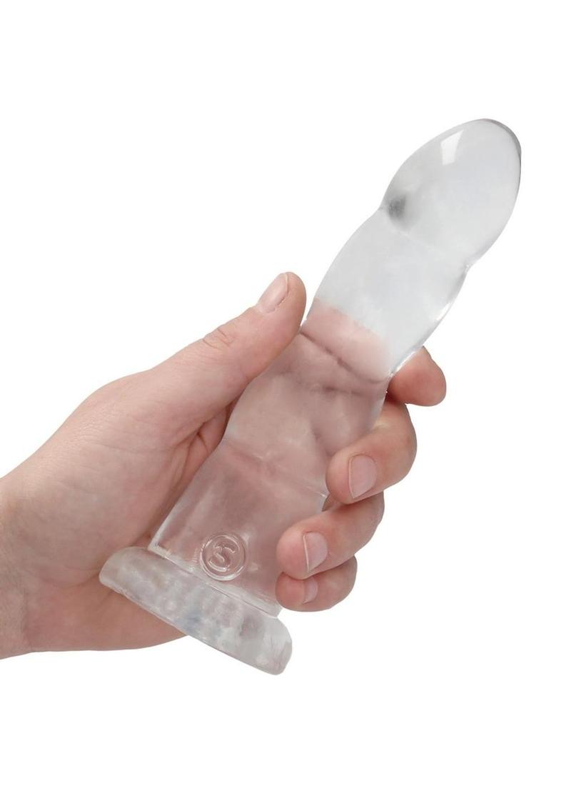 RealRock Crystal Clear Non Realistic Dildo with Suction Cup 7in - Clear