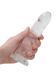 RealRock Crystal Clear Non Realistic Dildo with Suction Cup 7in - Clear