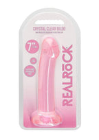 RealRock Crystal Clear Non Realistic Dildo with Suction Cup 6.7in - Pink