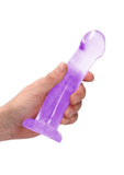 RealRock Crystal Clear Non Realistic Dildo with Suction Cup 6.7in - Purple