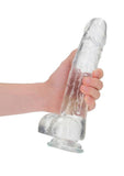 RealRock Crystal Clear Realistic Dildo with Balls 10in - Clear
