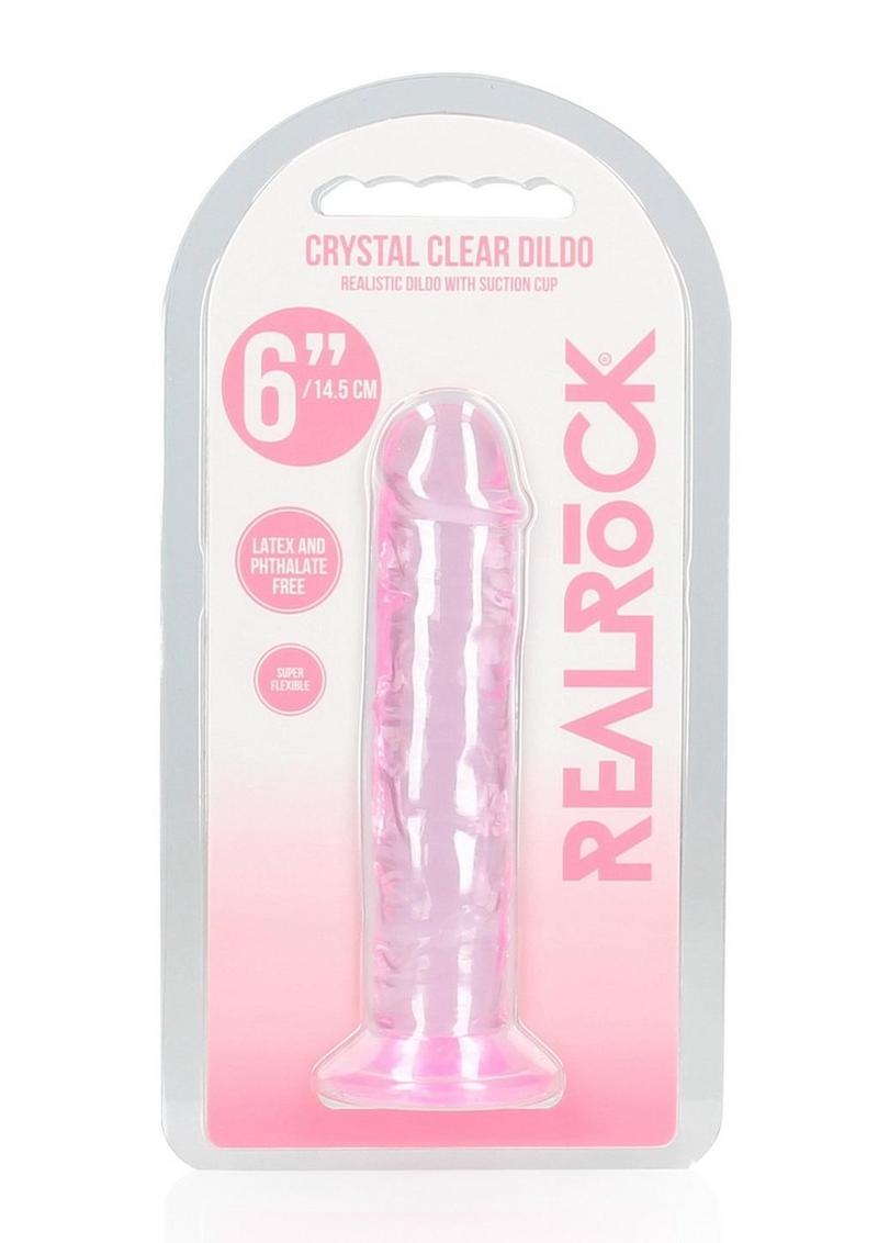 RealRock Crystal Clear Straight Dildo 6in - Pink