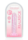 RealRock Crystal Clear Straight Dildo 6in - Pink