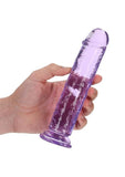 RealRock Crystal Clear Straight No Balls Dildo 7in - Purple