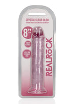 RealRock Crystal Clear Straight Dildo 8in - Pink