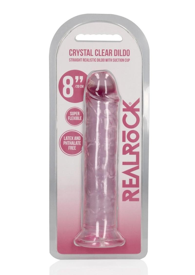 RealRock Crystal Clear Straight Dildo 8in - Pink