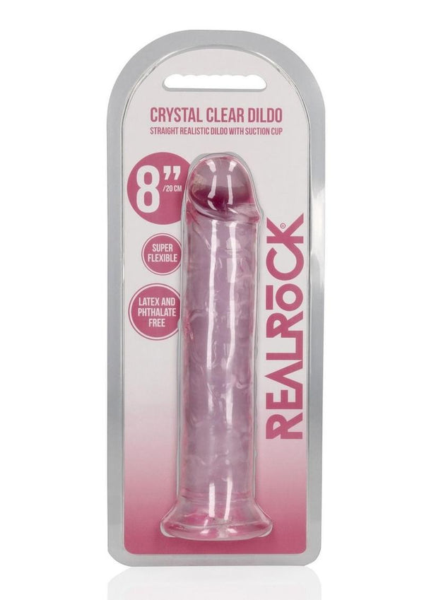RealRock Crystal Clear Straight Dildo 8in - Pink