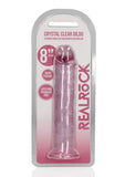 RealRock Crystal Clear Straight Dildo 8in - Pink